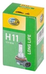 HELLA H11 Long Life izzó 12V 55W P14, 5s foglalat 3x hosszabb élettartam 3700K fehér fény 1 db dobozos kiszerelés