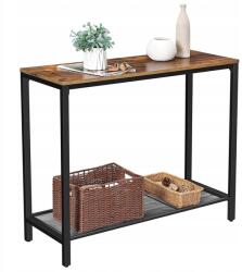 Songmics Konzol asztal könyvespolc rusztikus tölgy fekete 100 x 80 x 35cm fa (LNT86X)