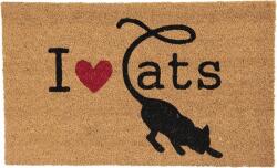 Clayre & Eef Lábtörlő Gumírozott kókuszmatrac I love cats 75x45cm (MC166)