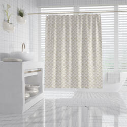 Frogee prémium textil zuhanyfüggöny 180×200 cm - Pearl, bézs-fehér mintás (GH-SCTX180-03)