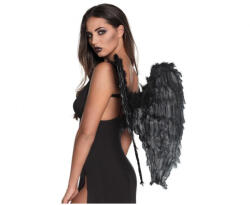 GoDan Aripi de înger cu pene 65 x 65 cm, negru GD1889 -Accesorii Costume Adulți (GD1889)