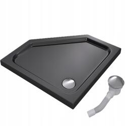  Zuhanytálca Ötszögletű 80x80 Slim Alacsony 5 CM Fekete Szifon (bSEV-BRS-D8080-5B)