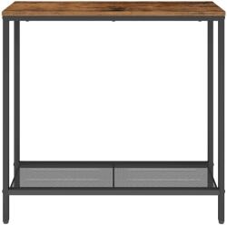 Vasagle Konzol polcos komód fekete, tölgy barna gránit/fém 80 x 81, 2 x24cm (LNT036KD01)