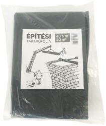  LZ építési takarófólia létrázható extra vastag PE 20m2 (4x5m) 75mikron fekete (200101-4253)