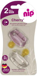 Nip Set 2 suzete Nip Cherry Girl cu tetina rotunda din latex natural, 6+ luni, nip 38884 - carboysafety