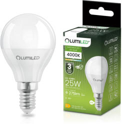Lumileds LED izzó E14 kisgömb P45 2, 5W = 25W 275lm 4000K természetes fehér 180° LUMILED (LUMLEDH0001AB)