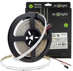 ECOLight Digitális WS2811 COB LED szalag 16W/m 12V 4000K RGB többszínű + természetes fehér IP20 tekercs 5m Magic Pixel futófényes DIGITAL Ecolight (ECOTAS4332)