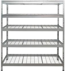 AR Shelving RIVET PRO nagy teherbírású állvány, 180×180×60 cm, 5 szint, acélrács polccal, 300 kg/polc, horganyzott