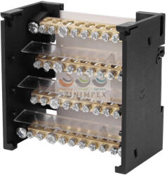 Siemens sorkapocssín elosztóblokk 4P 6. . 16 mm2/8 × 4…10 mm2 DIN-sínre lapos 80 A 5ST 5ST2501 (5ST2501)