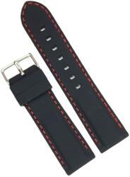 Arc Curea Silicon Fin Hipoalergenic Negru cu Cusătură Roșie - 18/20/22/24 mm (5771 8S15XL)