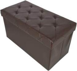 JHT Taburet Pliabil cu Spatiu de Depozitare JHT, Tip Cutie, Otoman, Cub 76X38X38 cm, Piele ecologica, Maro (taburetpliabilmare-2)
