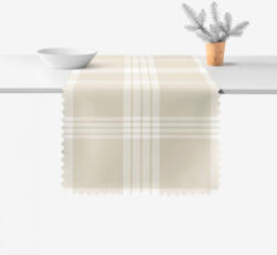 Goldea napron de masă de crăciun impermeabil - carouri albe pe bej 35x140 cm Fata de masa