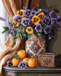 Ideyka Set pictura pe numere, cu sasiu, Vaza cu panselute, 40x50 cm (KHO3292)