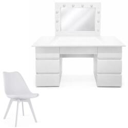 Artool Masa de toaleta/machiaj, Vanessa + scaun Mark, alb, cu oglinda si LED-uri, 130x43x143 cm (146173)