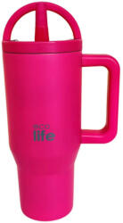 Ecolife Reciclabil Pahar cu mâner Termos Oțel inoxidabil Fără BPA 900ml MÂNER DUBLU cu Pai și Mâner 33-BO-7073 (33-BO-7073)