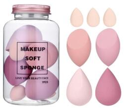 Flippy Set 7 Bureti pentru Machiaj, Flippy, pentru Aplicarea Pudrei, Forma Ovala, din Poliuretan Hidrofil, Roz