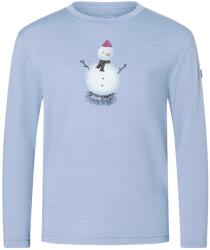 super. natural Детска блуза с дълъг ръкав super. natural Kid's Snowman L/S Merino longsleeve - Forget Me Not Blue / Various - размер 164 (EU) (704-6177-0217)