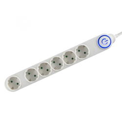 Somogyi Elektronic Prelungitor 6 prize, comutator de picior, 1.5 m, alb (NV 06TK/WH)