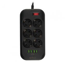 Serioux Prelungitor cu protectie Serioux, 6 prize schuko, input 100-240V, 50- (SRXP-PS66B)
