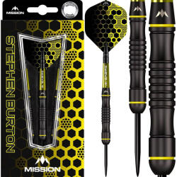 Mission Darts Dart szett steel Mission Stephen Burton Black Titanium 25g, 90% gravírozott