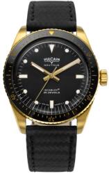 Vulcain Skindiver Nautique Gold / Black - Black Carbon Leather Strap + 5 ani garanție și cadou GRATUIT Ceas