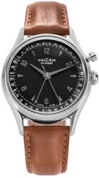 Vulcain Cricket Tradition 39 mm - Negru - Brown Plain + 5 ani garanție și cadou GRATUIT Ceas
