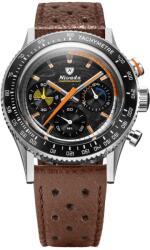 Nivada Grenchen Chronoking Mecaquartz Racing Carbon - Inter. Bezel - Brown Racing Strap + 5 ani garanție și cadou GRATUIT Ceas