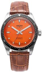 Vulcain Skindiver Nautique Orange - Brown Alligator + 5 ani garanție și cadou GRATUIT Ceas