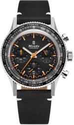Nivada Grenchen Chronoking Mecaquartz - Inter. Bezel - Black Leather White Stitching + 5 ani garanție și cadou GRATUIT Ceas