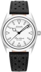 Nivada Grenchen Super Antarctic White - Black Racing Strap + 5 ani garanție și cadou GRATUIT Ceas