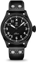 Biatec Corsair Vintage 02 - Curea pilot din piele neagră + 5 ani garanție și cadou GRATUIT Ceas