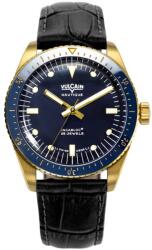 Vulcain Skindiver Nautique Gold / Blue - Black Alligator + 5 ani garanție și cadou GRATUIT Ceas