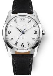 Nivada Grenchen Antarctic 35 mm - Luminova Albă - Black Leather + 5 ani garanție și cadou GRATUIT Ceas