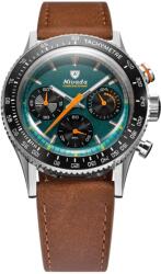 Nivada Grenchen Chronoking Mecaquartz Racing Green - Inter. Bezel - Brown Leather + 5 ani garanție și cadou GRATUIT Ceas
