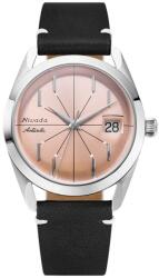 Nivada Grenchen Antarctic Salmon Spider - Black leather White Stitching + 5 ani garanție și cadou GRATUIT Ceas