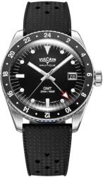 Vulcain Skindiver GMT - Negru Luminova Bej Alb - Rubber Tropic + 5 ani garanție și cadou GRATUIT Ceas