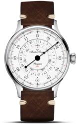 MeisterSinger Pangaea Day Date 365 PDD365901 - Curea din piele maro închis + 5 ani garanție și cadou GRATUIT Ceas