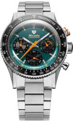 Nivada Grenchen Chronoking Mecaquartz Racing Green - Inter. Bezel - Bracelet Flat Link + 5 ani garanție și cadou GRATUIT Ceas
