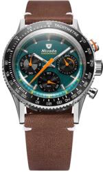Nivada Grenchen Chronoking Mecaquartz Racing Green - Inter. Bezel - Brown Leather White Stitching + 5 ani garanție și cadou GRATUIT Ceas