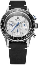Nivada Grenchen Chronoking Mecaquartz Racing Grey - Inter. Bezel - Black Leather White Stitching + 5 ani garanție și cadou GRATUIT Ceas