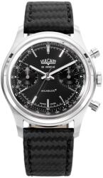 Vulcain Chronograph 70's - Negru - Black Carbon Leather Strap + 5 ani garanție și cadou GRATUIT Ceas