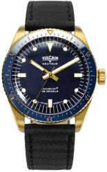 Vulcain Skindiver Nautique Gold / Blue - Black Carbon Leather Strap + 5 ani garanție și cadou GRATUIT Ceas