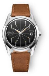 Nivada Grenchen Antarctic Spider Black 35 mm - Brown Leather White Stitching + 5 ani garanție și cadou GRATUIT Ceas