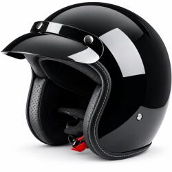 Fixato Casca Moto/Scuter Retro FIXATO Vintage, Interior Confortabil, Prindere rapida, Negru Lucios, XL 60-61cm (retro-1-negru-lucios-XL)