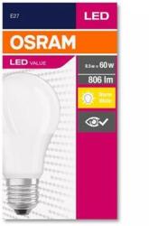 OSRAM - LED izzó, E27, gömb, A60, 8, 5W, 806lm, 2700K (MF), "Value" (4052899326842) (4052899326842)