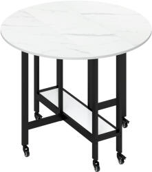 HomCom Masă de Dining Pliabilă pe Roți, Masă de Bucătărie pentru 4 Persoane cu Raft Integrat, 100 x 100 x 75 cm, Alb | Aosom Romania (83A-442V80WT)