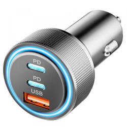 Techsuit Incarcator Auto Techsuit C6 DriveBoost, 60W, 3A, 1 x USB-A - 2 x USB-C, Argintiu (inc/372154)