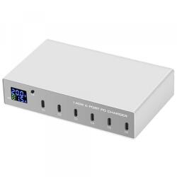  OEM Incarcator Statie OEM WLX-X6P, 140W, 3A, 6 x USB-C, Argintiu (6607001282B)