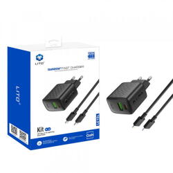 LITO Incarcator Retea Cu Cablu Lightning Lito LC15L, 20W, 3A, 1 x USB-A - 1 x USB-C, Negru (inc/372339)