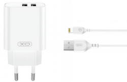 XO Incarcator Retea Cu Cablu Lightning XO Design CE34, 12W, 2.4A, 2 x USB-A, Alb (inc/li/xo/ce34/12/24/2x/al)